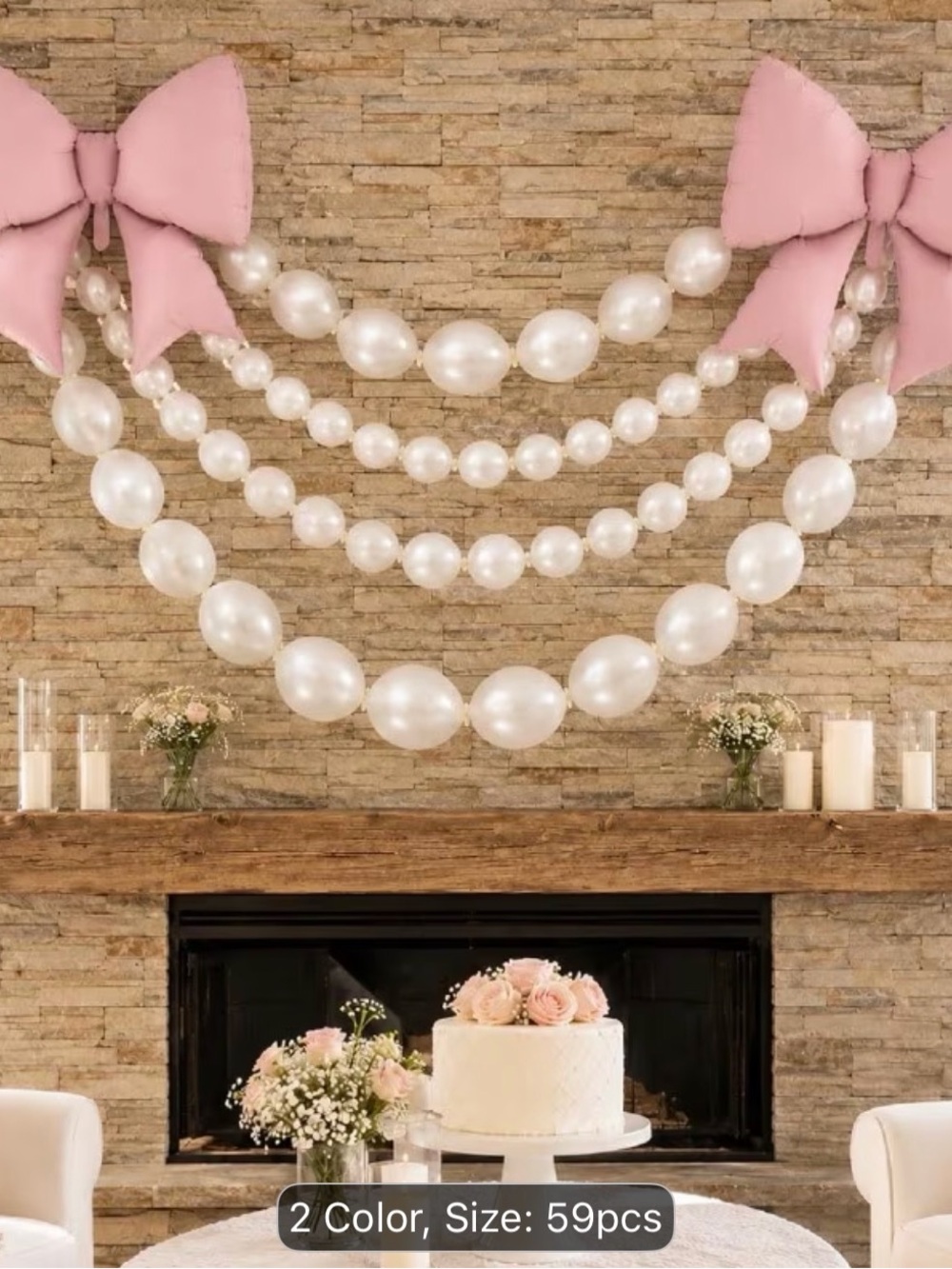 Pink Bow & Pearl Balloon Garland Party Set - Home Party Supplies